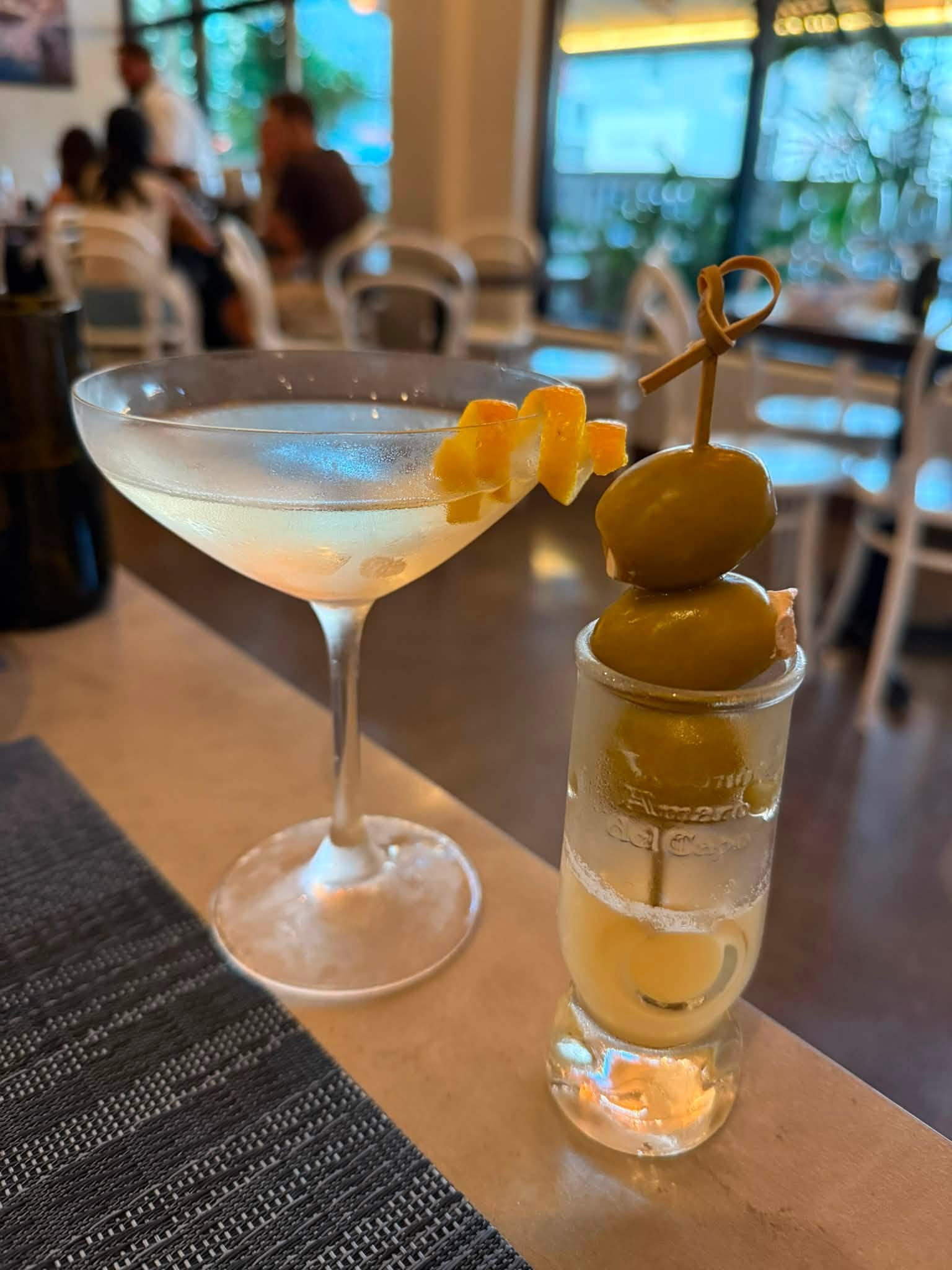 Martini with olive juice on the side