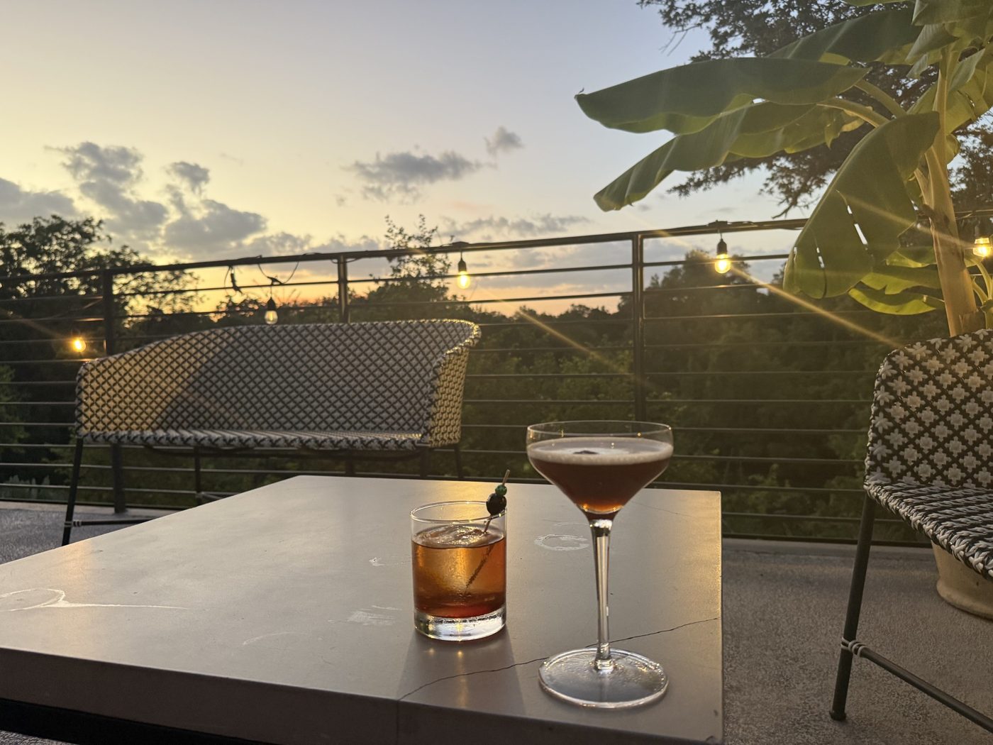Cocktails on the patio at sunset