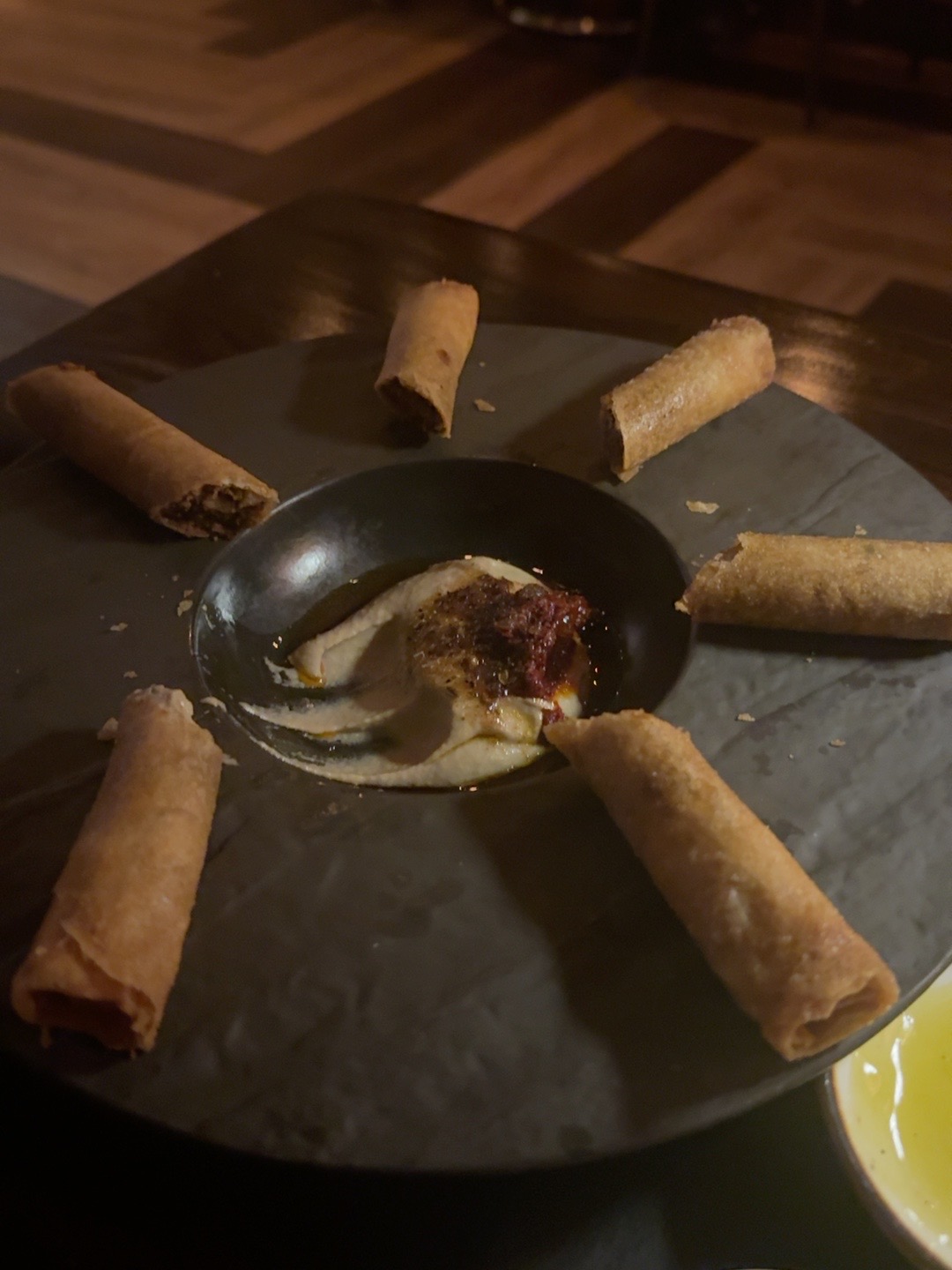 Aris cigars first course at Aris Mediterranean Steakhouse in Austin