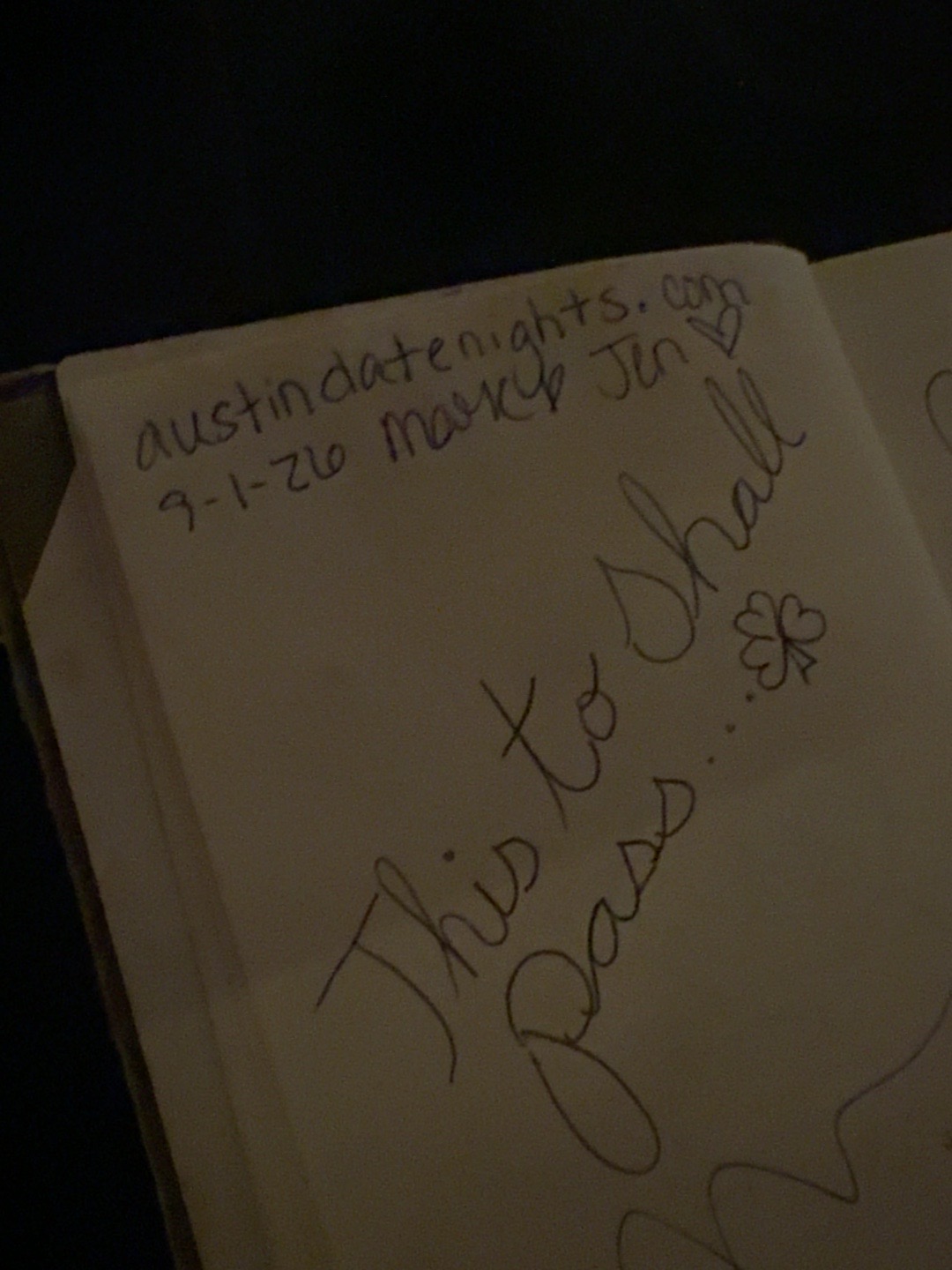 AustinDateNights.com signed in the Nightcap guest book in Austin